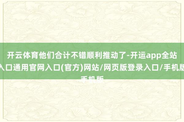 开云体育他们合计不错顺利推动了-开运app全站入口通用官网入口(官方)网站/网页版登录入口/手机版